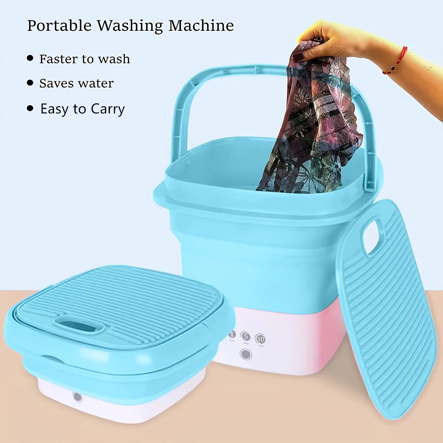 Folding Portable Washing Machine With Dryer Bucket for Clothes