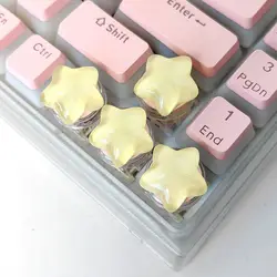 Set of 4 Translucent Star Keycaps - Cute Personalized Gift (4pcs Yellow)