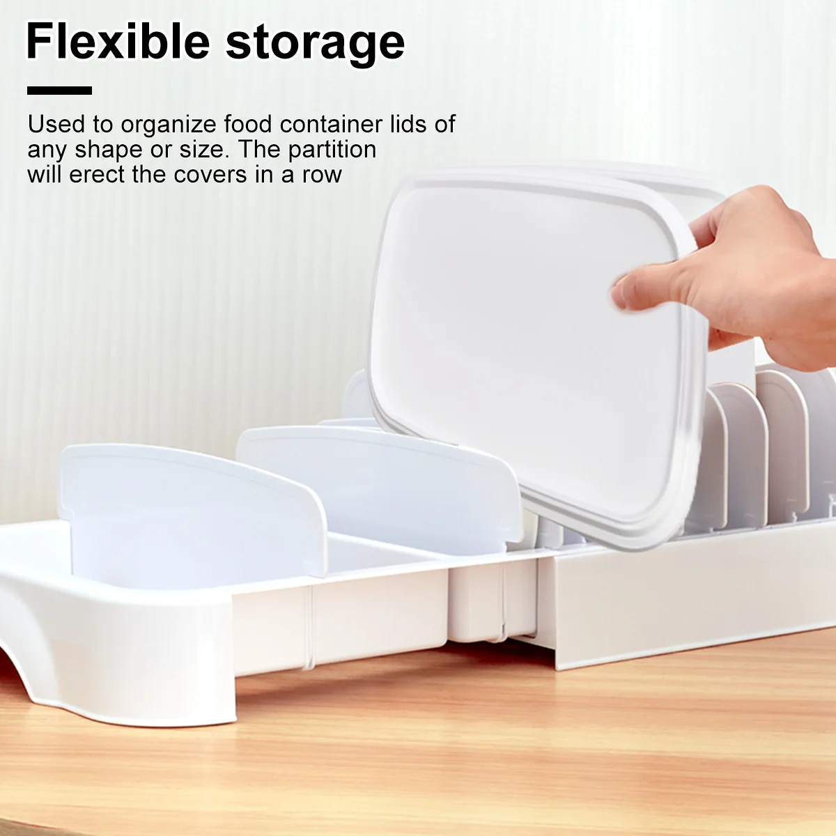 1pc Container Lid organizer, Extendable Food Container, Lid Organizer,  Adjustable Plastic Lid Storage For Cabinets