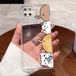 Aesthetic Cute Cat Astronaut Transparent Silicone Phone Case Cover for Realme Narzo 30A (TPU - TPU401)
