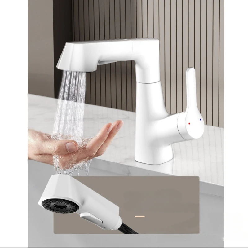 

Gun gray multifunctional cold and hot lifting rotating pull-out toilet washbasin, all copper faucet