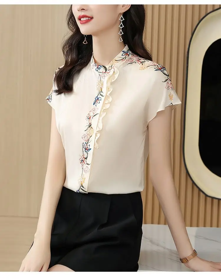 Women's Korean Style Floral Printed Chiffon Shirt – Kawaiifashion