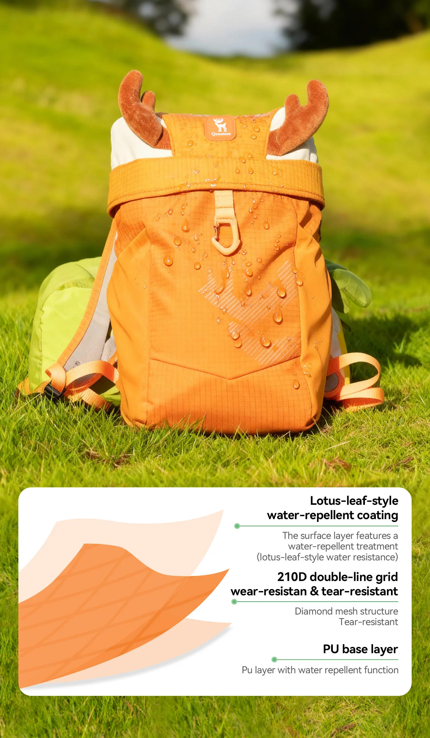 kids backpack zipper section
