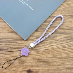 Vibrant Multicolor Phone Charm Strap - Short Braid Lanyard and Keychain Accessory (Purple)