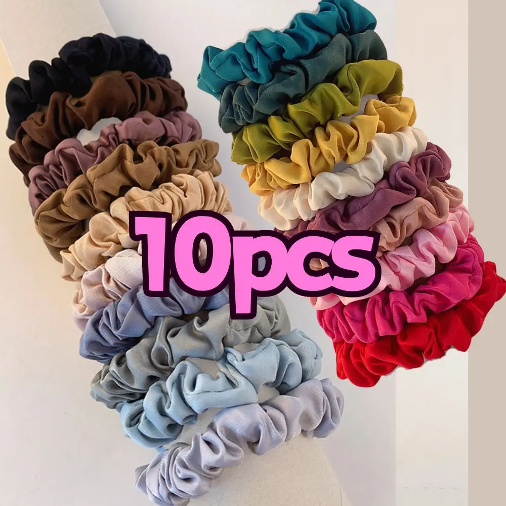 10pcs/Set Colorfu Hair Bands Women Hair Tie Satin Silk Scrunchies Simple Girls Hair Accessories Fabric Loop Hair Rope Headwear 10pcs/Set Colorfu Hair Bands Women Hair Tie Satin Silk Scrunchies Simple Girls Hair Accessories Fabric Loop Hair Rope Headwear