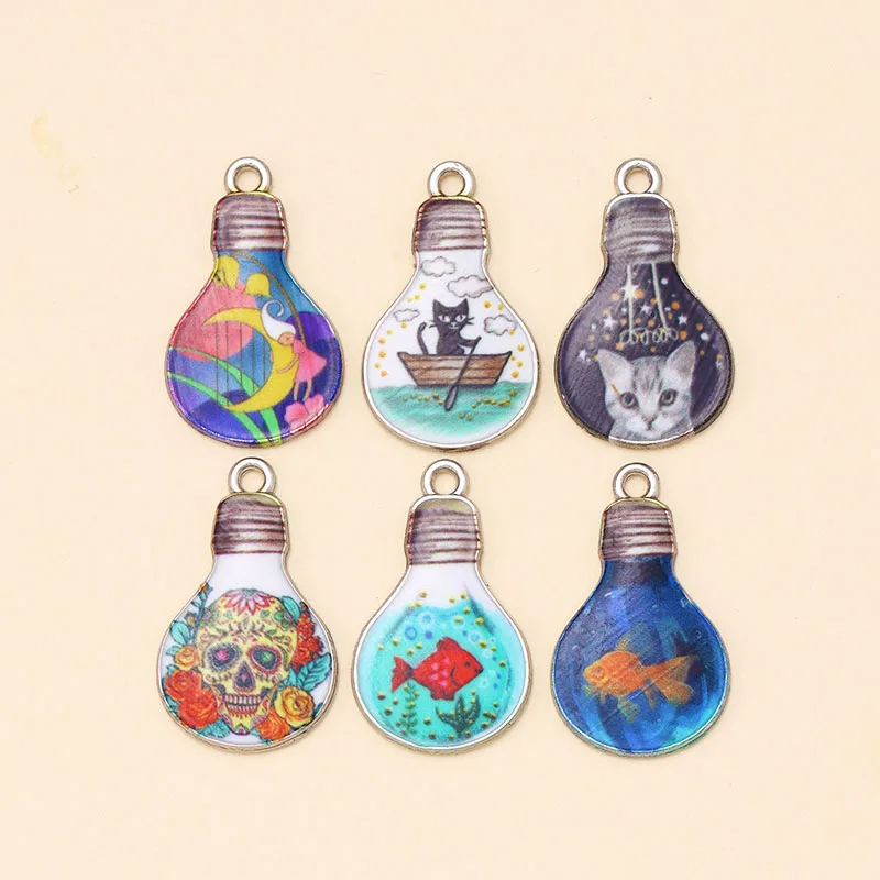 12 Dijes De Hueso De Pescado Para Joyería | Chapados En Oro Y Plata, Esmaltados | Para Collares, Pulseras, Aretes DIY