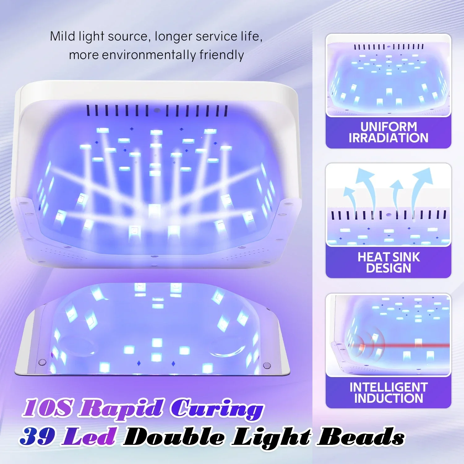 충전식 UV LED 네일 램프, 전문 무선 젤 광택제 건조 램프, 매니큐어용 배터리 내장 네일 아트, 39LED