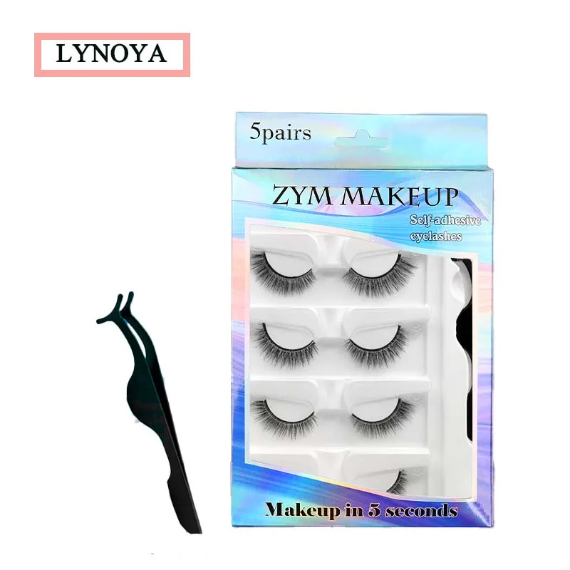 SelfAdhesiveEyelashes5PCsFalseEyelashesNoGlueNaturalLookReusableEyelashWithoutGlue
