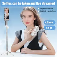 Magsafe tripod stand for iPhone, portable pocket sized selfie stick with rechargeable remote control and metal ring, extendable and detachable phone tripod, compatible with iPhone/Android (white) - Image 3