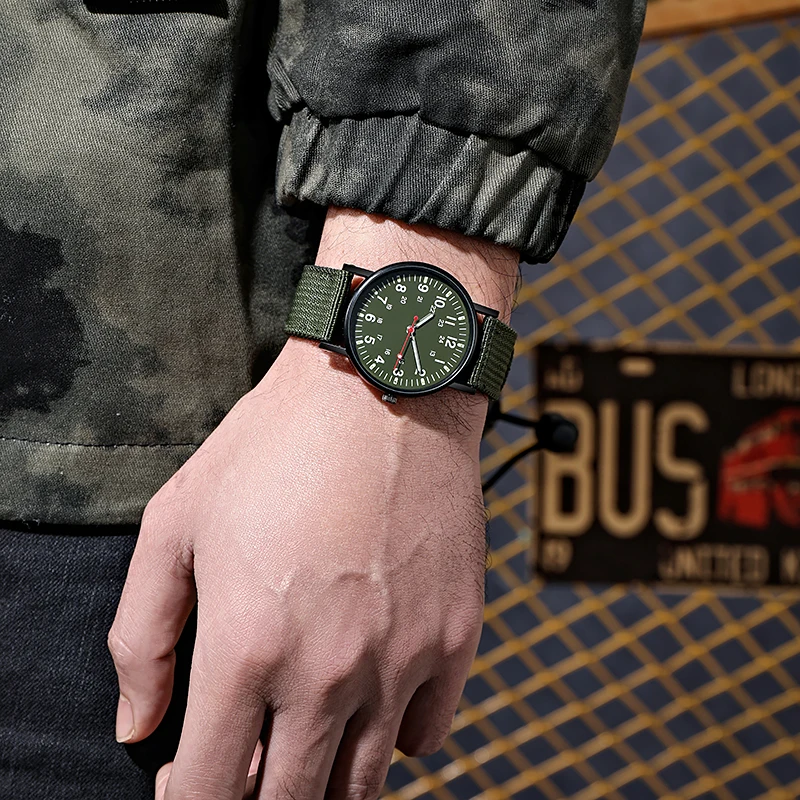 Luminous Nylon Band Military Watch Men  Army Wrist  Quartz Sports  Shock Resistant  Wristwatches