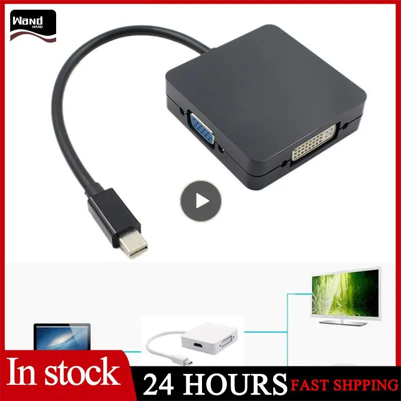 맥북 에어용 미니 DP 케이블 컨버터, 미니 DP 디스플레이 포트-HDMI 호환 VGA DVI 어댑터, 3 in 1