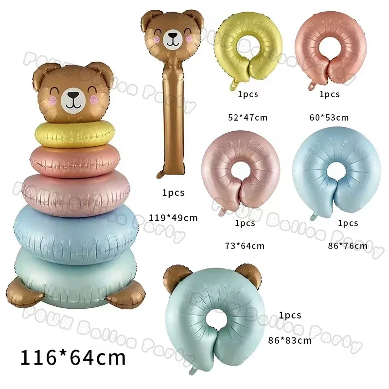 Cartoon Bear Foil Balloons Seven-Layer Birthday Cake