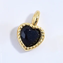 Sterling Silver Mini Heart Charm for DIY Jewelry Accessories (Gold black)