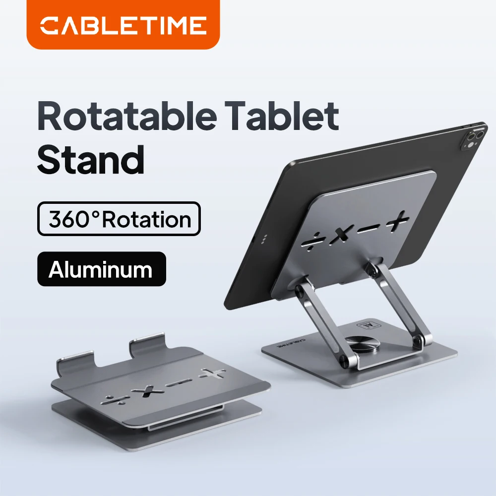 CABLETIME 태블릿 스탠드 360 °   회전 조절 가능 알루미늄 접이식 ..