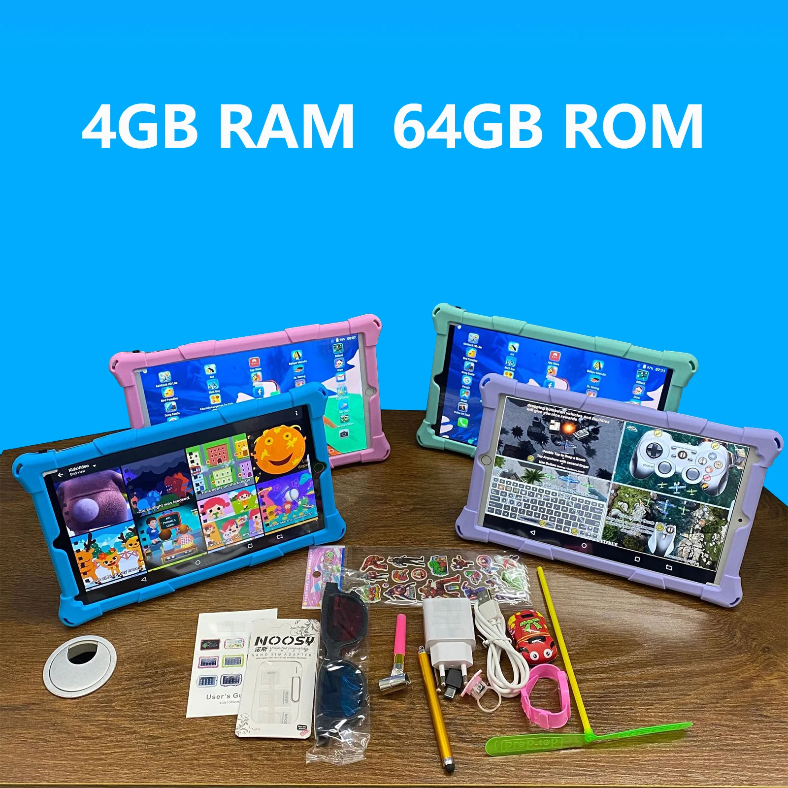 10.1 Inch Children Tablet PC Android 12 Octa Core 4GB RAM 64GB ROM 4G LTE 6000mAh Learning Tablets Machine for Kids Toddler APP 3