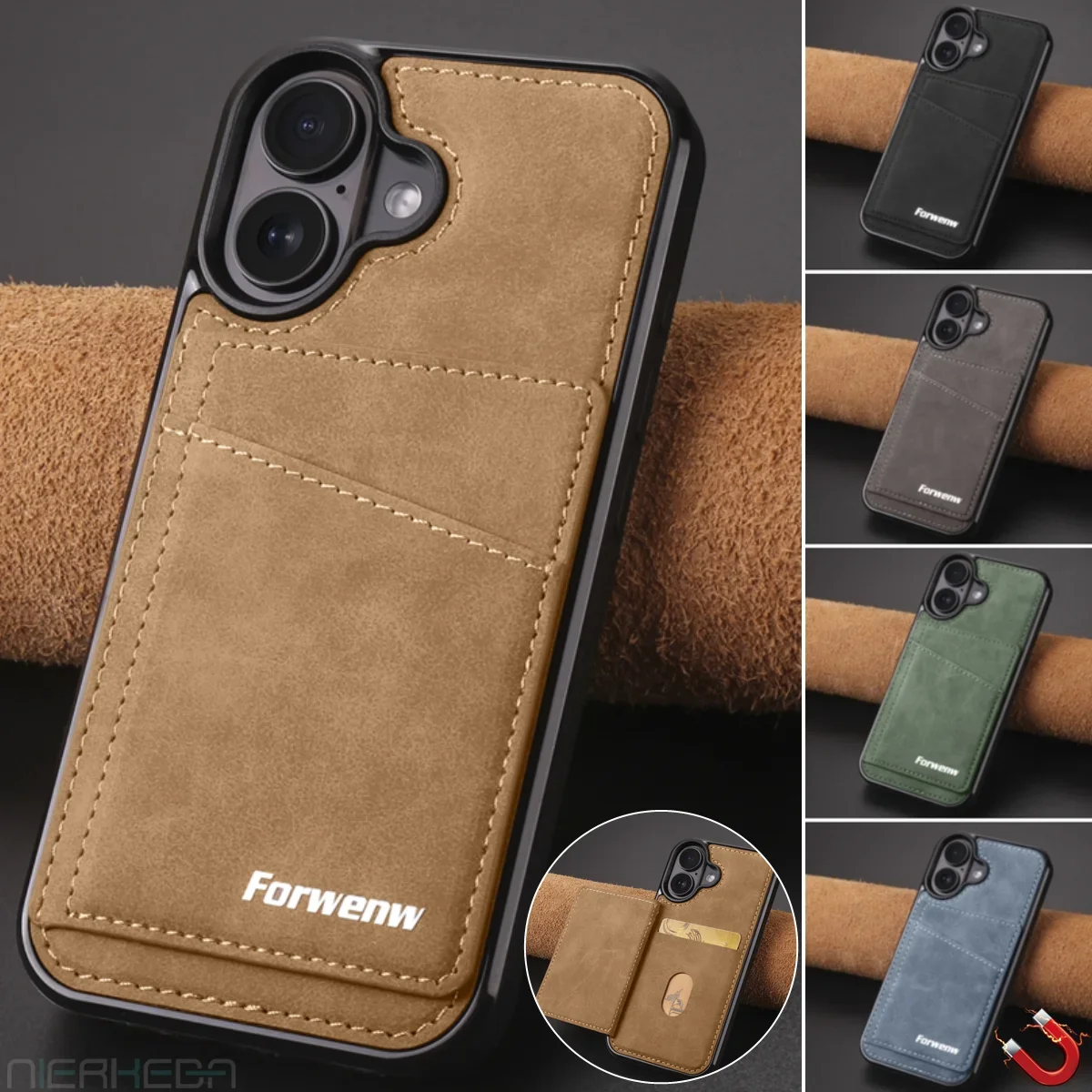 Premium Flip Leather Case with Built-in Magnetic Wallet and Card Holder