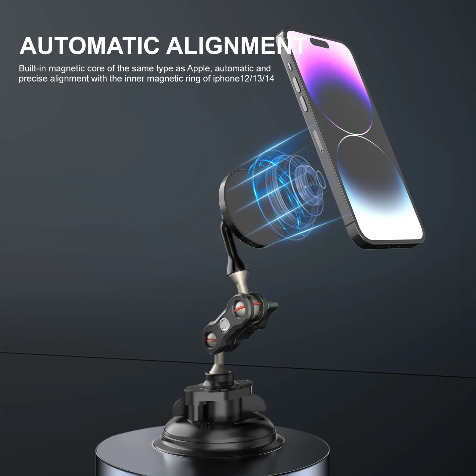 Supporto Magnetico Universale Per Auto Ipow – Ventosa Per Parabrezza/Cruscotto, Rotazione 360° - 3
