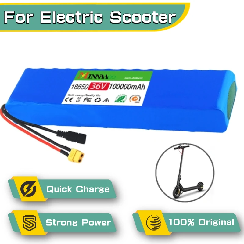 

High Capacity 10S3P 36V 100Ah Lithium Battery Pack 100 Watt 20A BMS T XT60 Plug for Xiaomi Mijia M365 Electric Bicycle Scooter