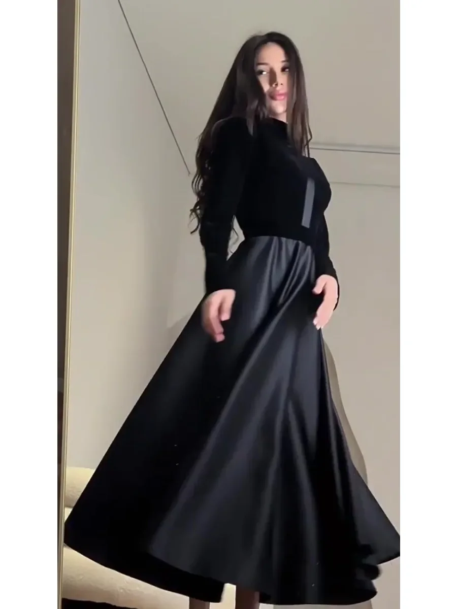 

ИД мусульманское бархатное платье для женщин Abaya осень-весна толстые женские платья Рамадан вечерние ислам Дубай Арабский длинный халат 2024