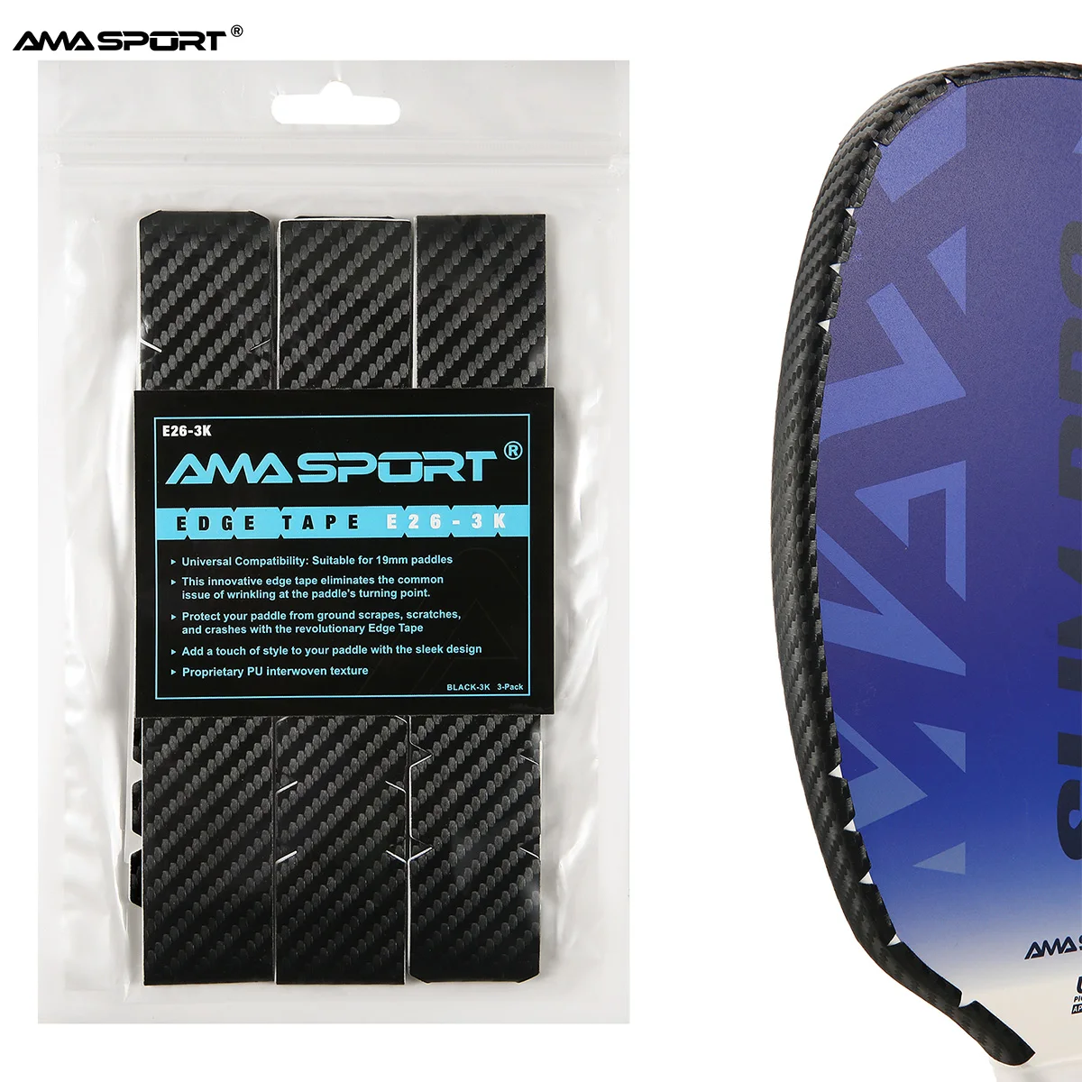 AMASPORT2ThickenedPickleballPaddleProtectionTapePaddleEdgeGuard