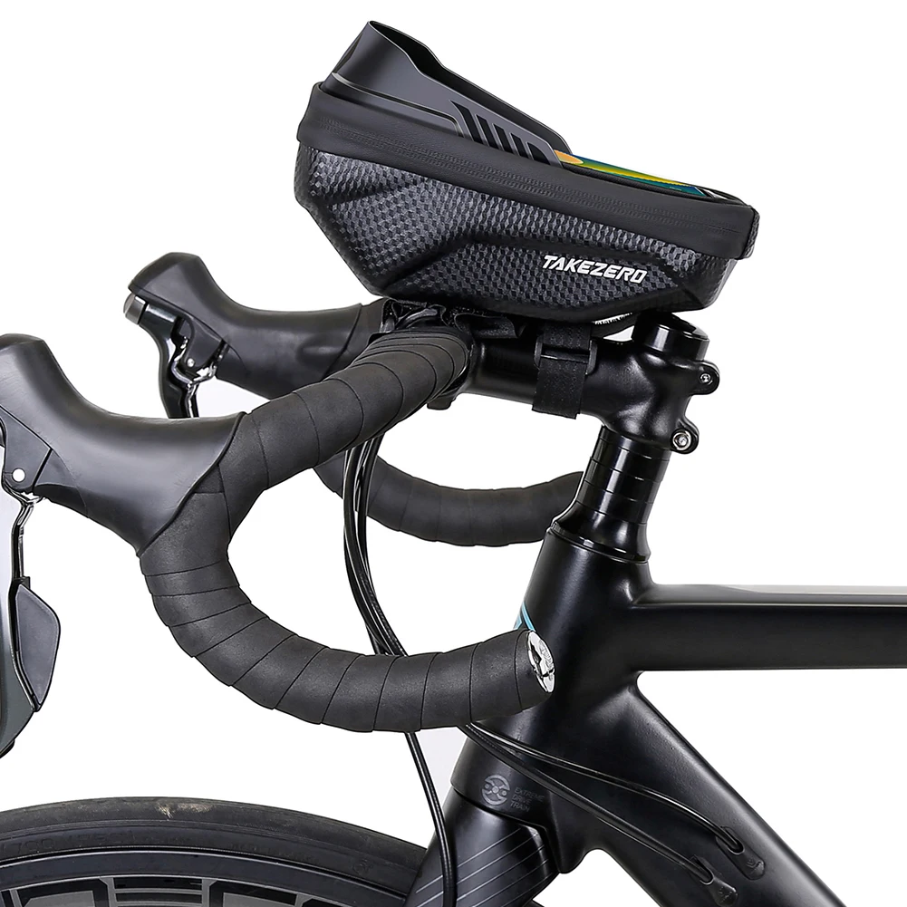 1L Bicycle Front Frame Bag Waterproof Bike Top Tube Bag Support Touch Screen Sun Visor Bike Frame Bag for Smart Phones 4.7-6.8in