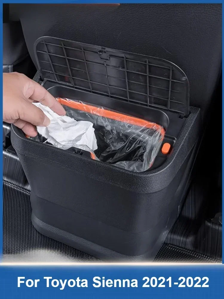 For Toyota Sienna-Car Trash Can TPE Second Row Storage Box Waterproof Interior Modification Accessories