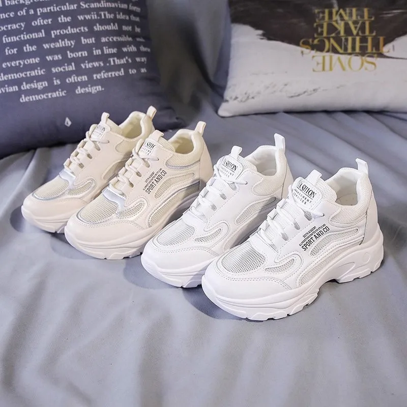 Sneakers Women Height Increase Platform Running Shoes Breathable Soft Sport Wedge Footwear 6985