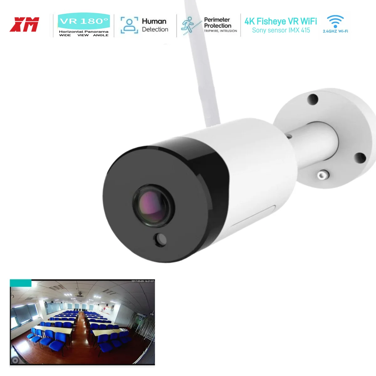 4K WiFi Camera 8MP Panoramic 180 Degree VR IP Camera sony IMX415