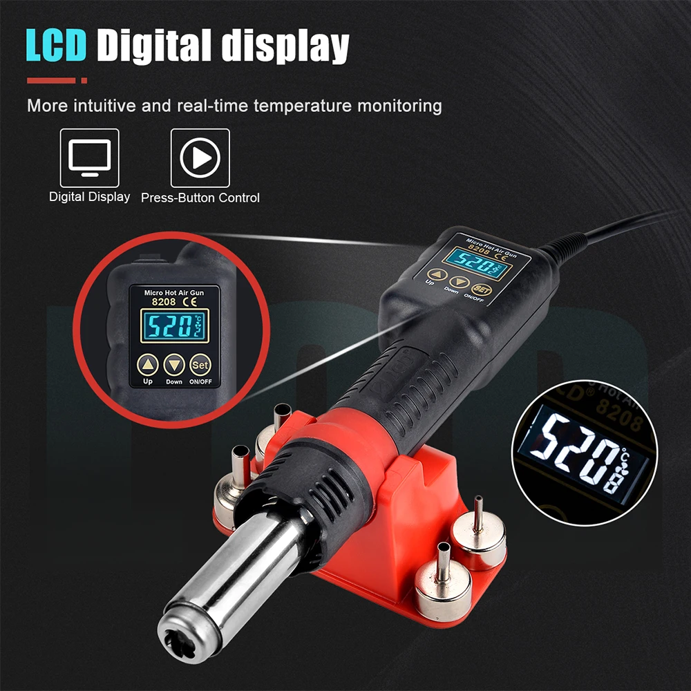 JCD Micro Hot Air Gun 750W Adjustable Temperature and Wind Speed Hair Dryer 220V 110V For Phone BGA IC Welding Repair Tools 8208 2