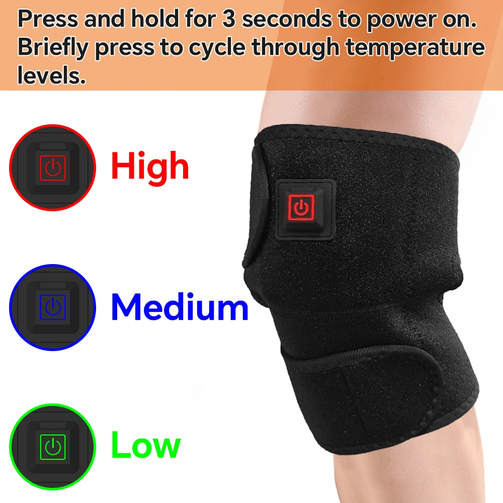 Electric Heated Knee Brace with 3 Heat Levels, Adjustable Knee Heating Pad for Knee & Elbow Relief, Knee Wrap for Men and Women