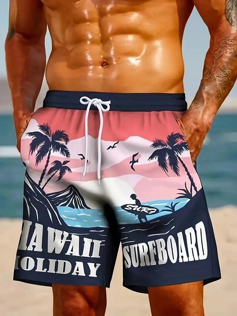 Hawaiian Beach Shorts Men 3D Print Surfing Pants
