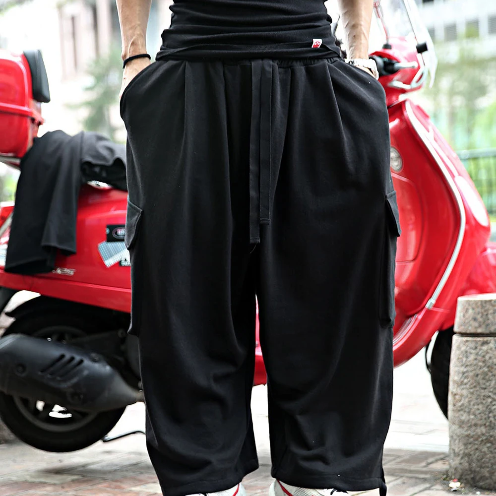 Street Hiphop Casual Suit Summer Loose Bboy Two-piece Retro Solid Color T-shirt Jacket Skateboard Overalls Trousers Streetwear