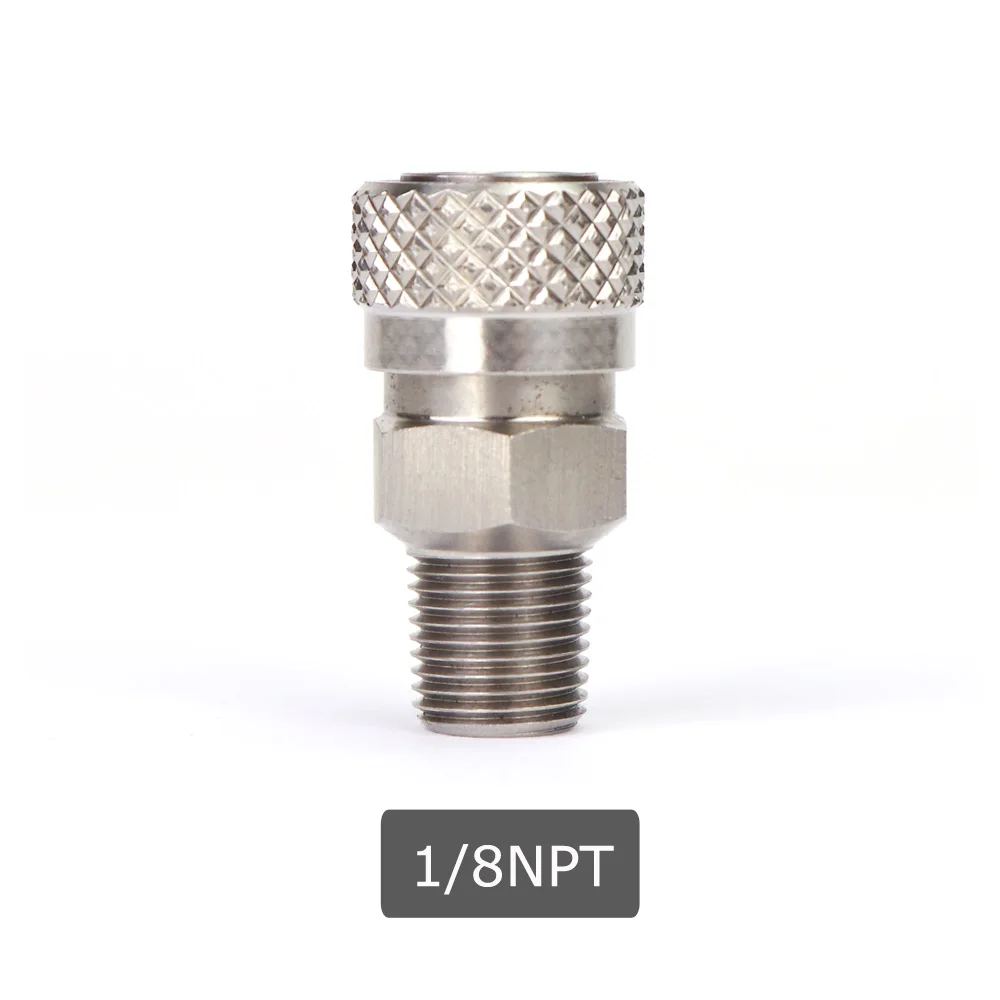 High Pressure Stainless Steel Quick Disconnect Quick Coupler Socket Filling Charging Adapter Male Thread 1/8NPT 1/8BSP M10