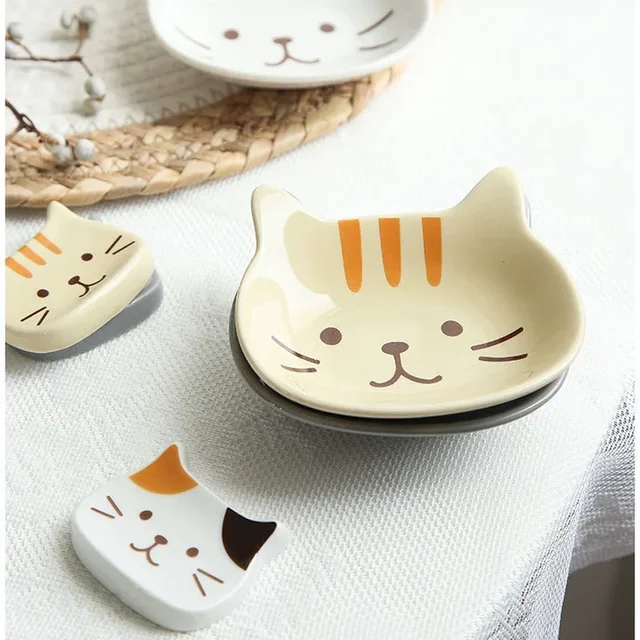 Japanese Cute Cat Dish Creative Ceramic Seasoning Dish Porcelain Dipping Saucer Plate Snack Plate Kitchen Supplies Tableware Japanese Cute Cat Dish Creative Ceramic Seasoning Dish Porcelain Dipping Saucer Plate Snack Plate Kitchen Supplies Tableware