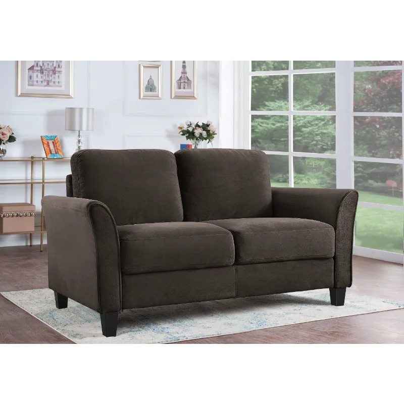 Description Picture 3 of itemLifestyle Solutions Alexa Loveseat with Curved Arms Coffee Fabric furniture sofa furniture living room sets sofa