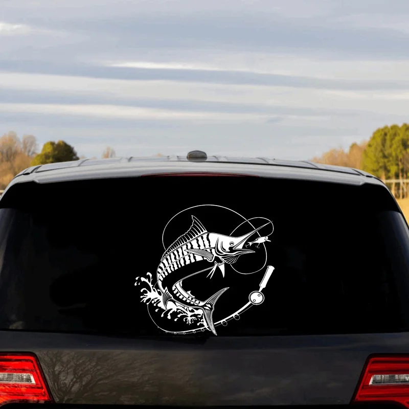 HSC ‘Fish On!’ Car Decal – 4x6 Inch White Vinyl Sticker For Truck, Tumbler, Laptop, Window