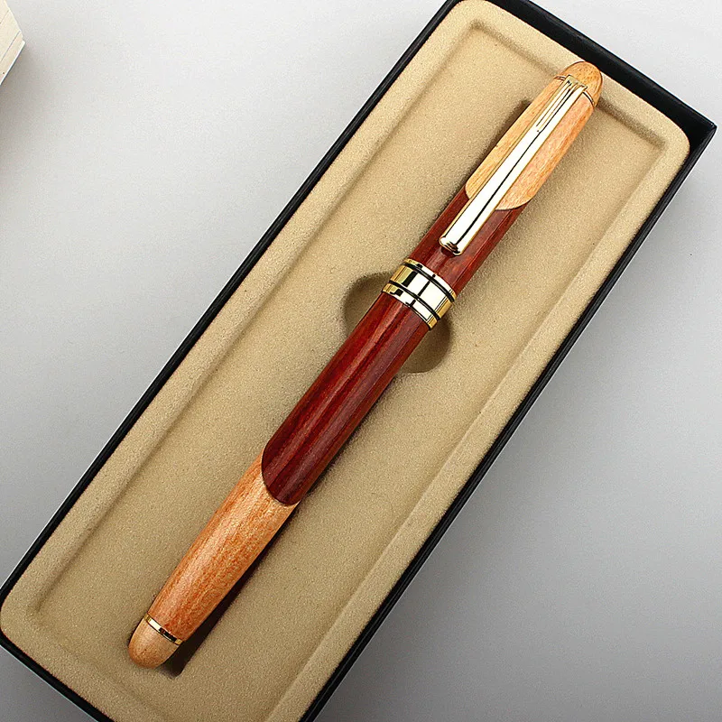 Luxury school supplies Fountain Pen Nature Wooden EF/F/ Bent  Nib with Converter Business Office Writing Gift Ink Pen