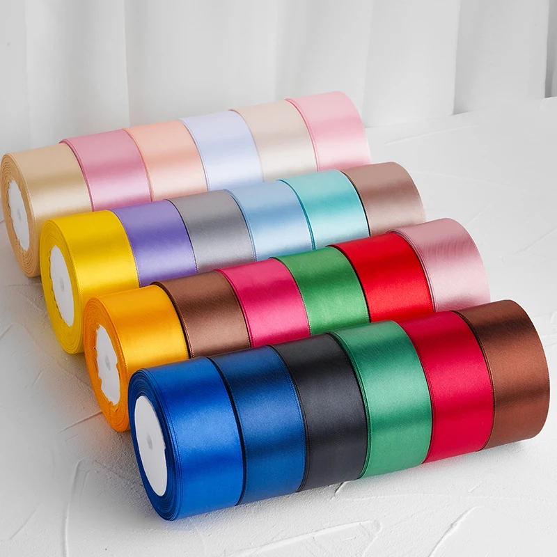 Satin Ribbon 25Yards 6/10/15/20/25/40/50mm Gift Packing Christmas Party Decoration Handmade DIY