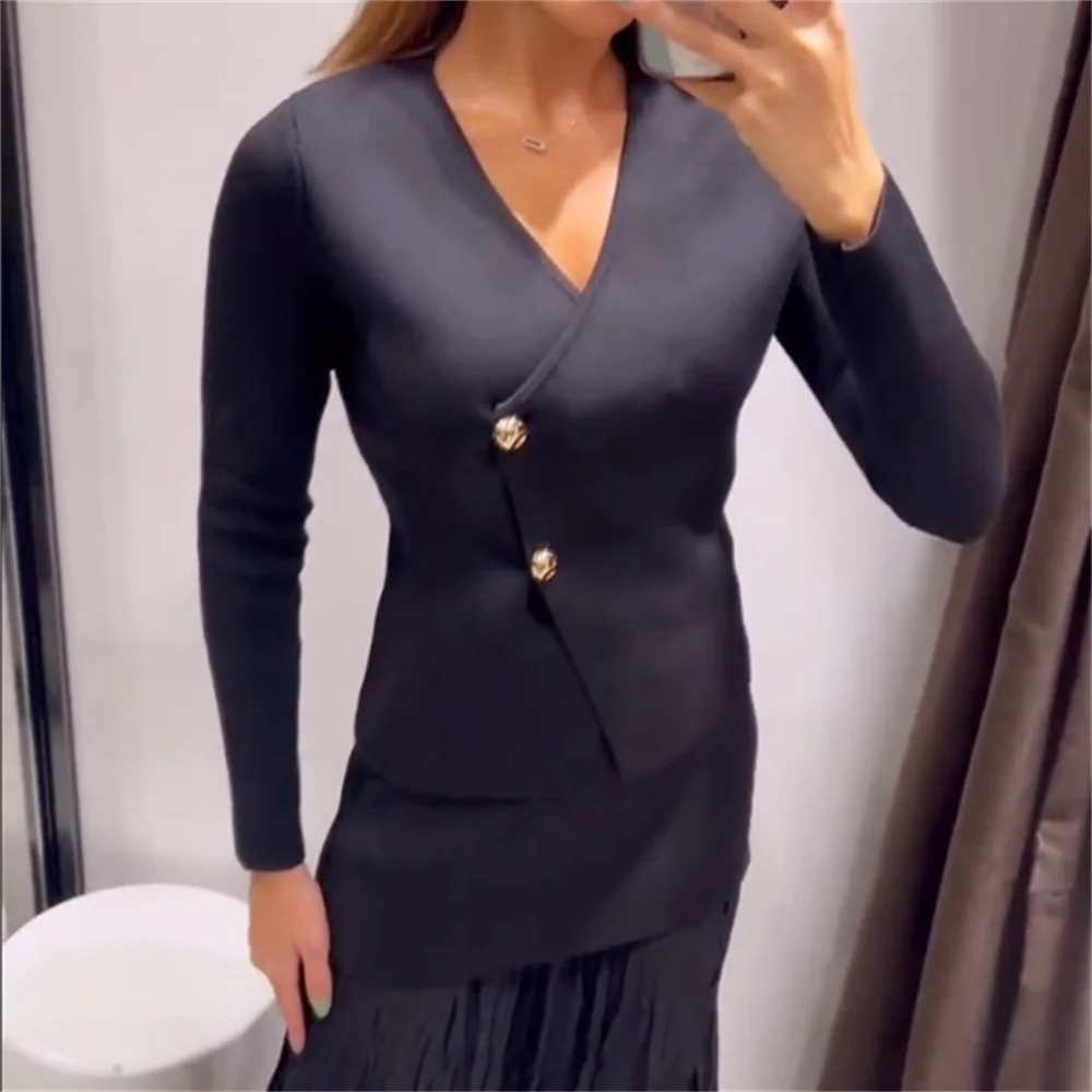 Autumn New Women's Clothing Style Slimming Asymmetric Knitted Coat Small Folded Splicing Skirt Set