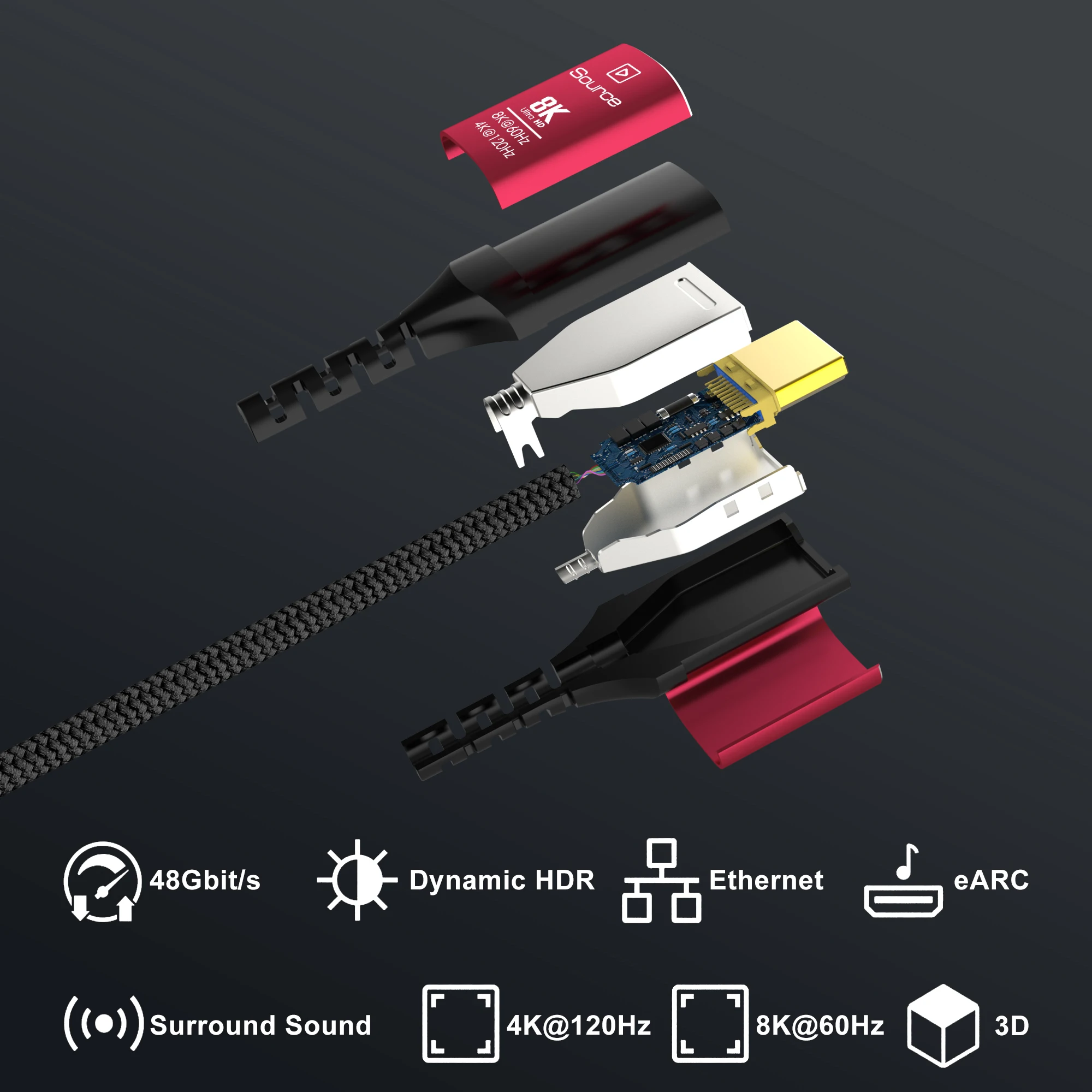 Ultra High-Speed 8K HDMI 2.1 Fiber Optic Cable with eARC and 48Gbps Bandwidth