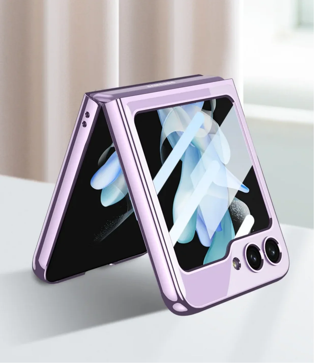 

Phantom fine hole protective cover suitable for Samsung Zflip5 electroplated solid color transparent film mobile phone case