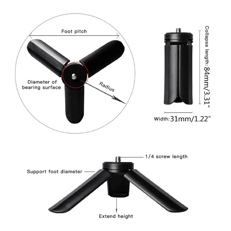 휴대용 스탠드 테이블 삼각대 카메라 액세서리, 길이 84mm 미니 브래킷, 내구성 95AF