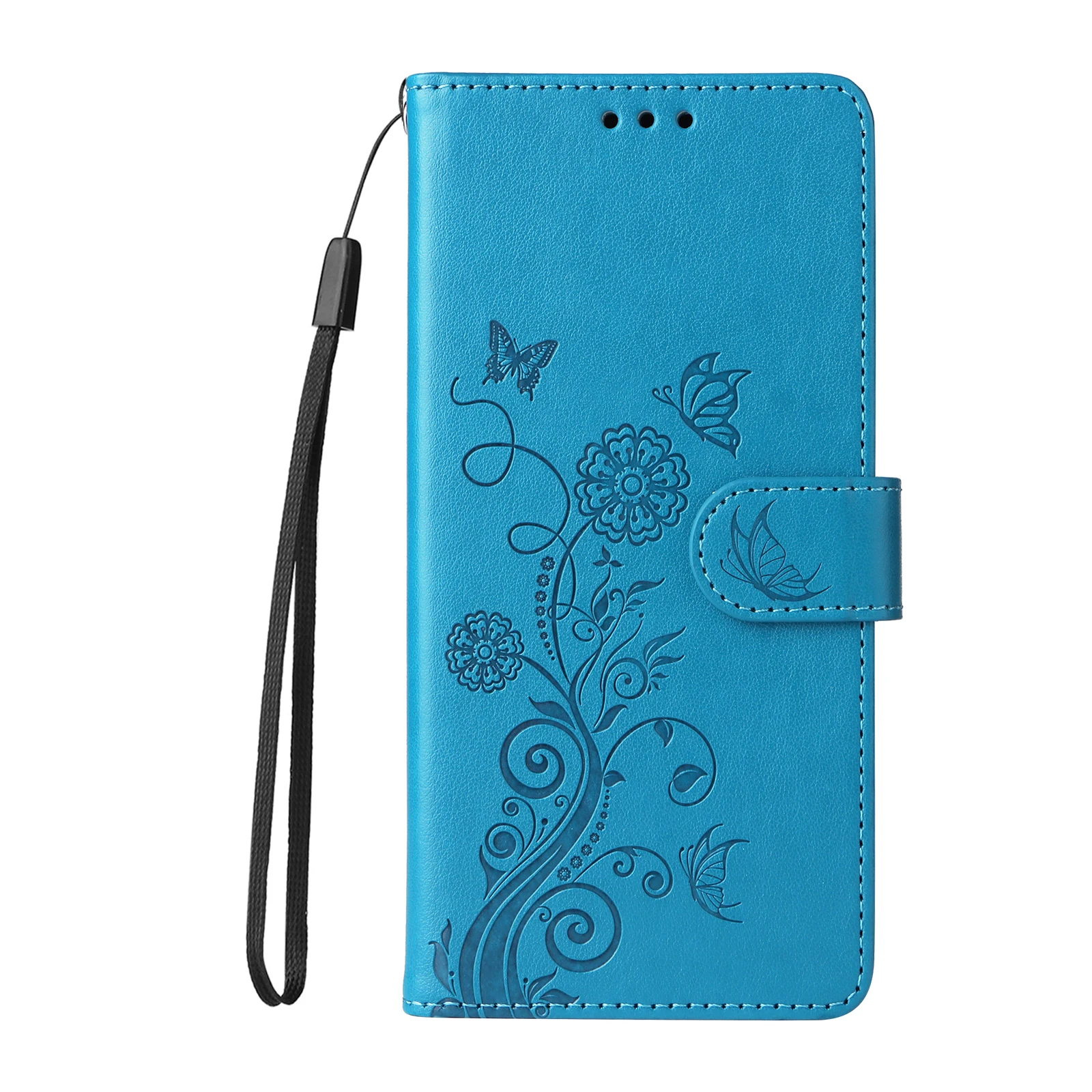 Elegant Leather Flip Cover Wallet Phone Case with Fringed Iris Card Slot