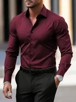 Chemise habillée homme infroissable à manches longues coupe ajustée, respirante, pour affaires, décontractée ou formelle, idéale pour mariage et fête 3