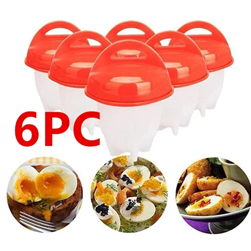 Egg Boiler Poachers Steamer Multi Functional Egg Slicer Cutter 6 Piece Silicone Cups Boilers White Red Yolk Divider 6pcs egg cooker,egg boiler mold cup,egg poacher,silicone egg poacher,egg piercer divider