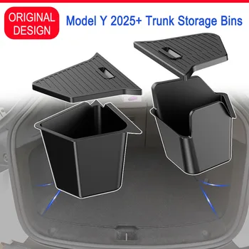 For Tesla Model Y Juniper Trunk Organizer Side Storage Box Boot Organizer Flocked TPE Mat Anti-dirty 2025 Car Travel Accessories 1