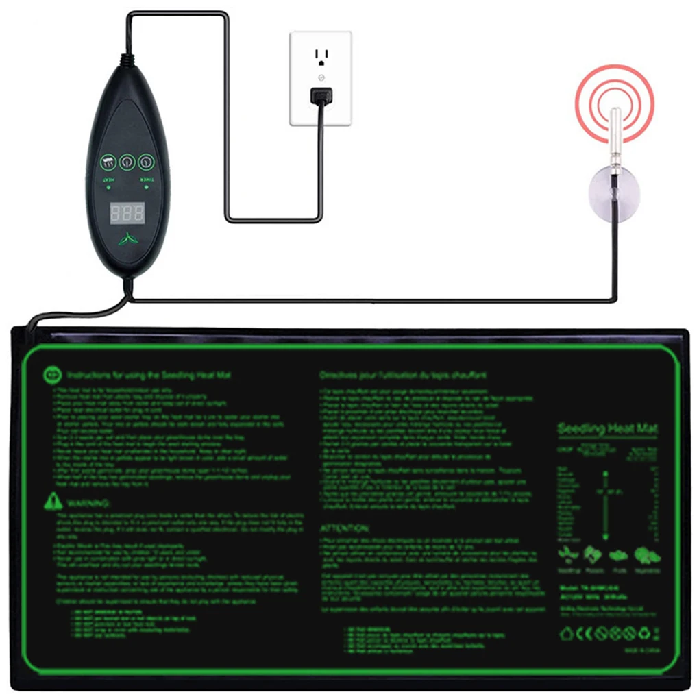 Seedling Heating Mat with Temperature Controller Waterproof Nursery Warmth Pad for Plant Hydroponic Seed Germination Propagation
