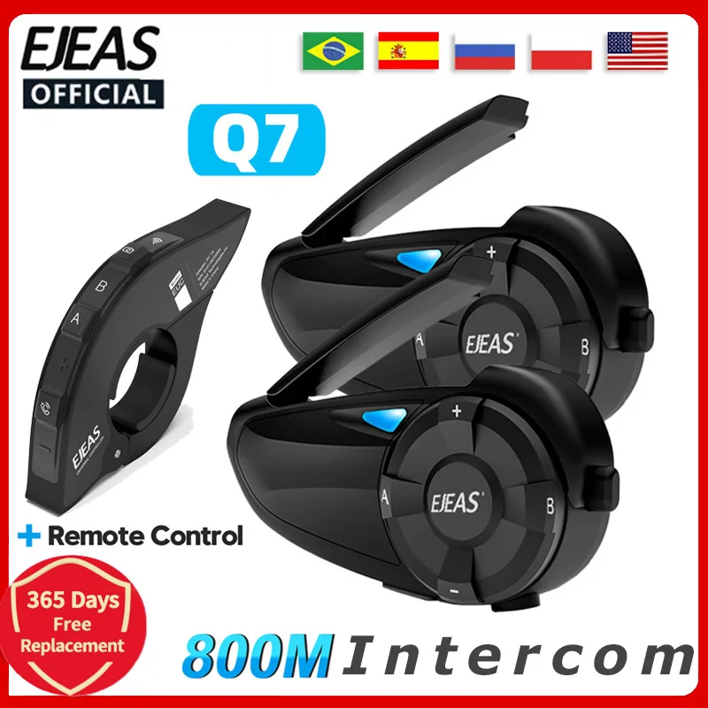 EJEAS-intercomunicador casco de motocicleta, interfono inalámbrico de hasta 7 conductores, Bluetooth 5,1, resistente al agua, Quick7, manillar remoto - AliExpress Automóviles y motocicletas