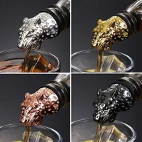 1PC Animal Head Wine Pourer Zinc Alloy Deer Elk Lion Leopard Wolf Eagle Dragon Wine Pour Spout Stopper Club Bar Accessories 4