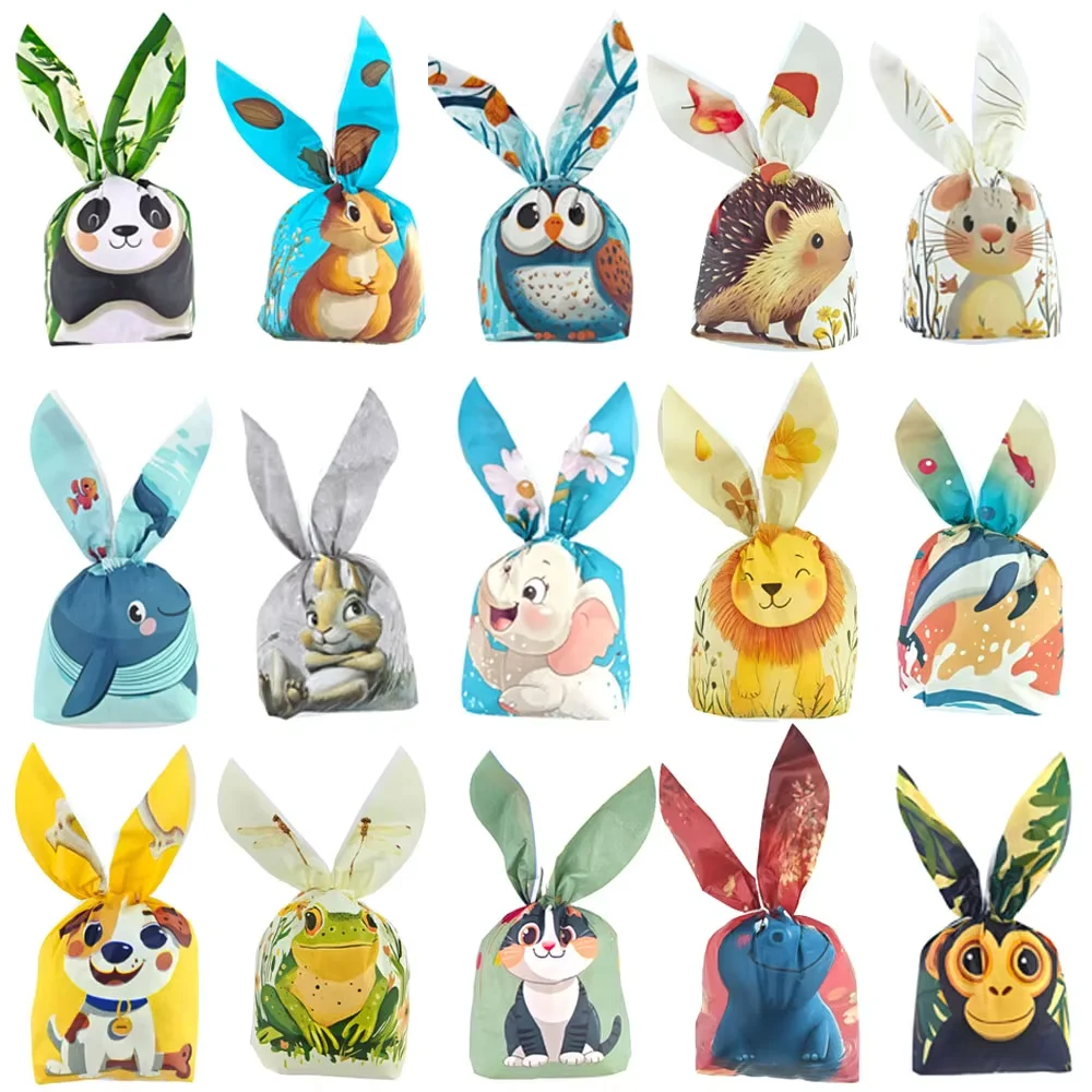 25/50/100 stücke Bunte Tier Ohr Süßigkeiten Geschenk Tasche Niedlichen Karton Kaninchen Ohr Plastiktüte Cookie Verpackung Kinder der Tag Party Supplies – Detail 7